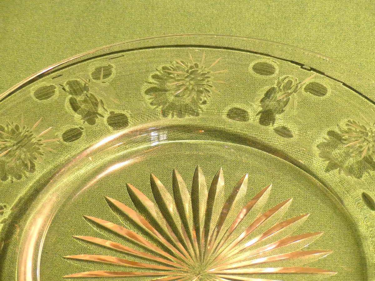 Suite Of Six Cut Crystal Plates From The 19th Century-photo-3