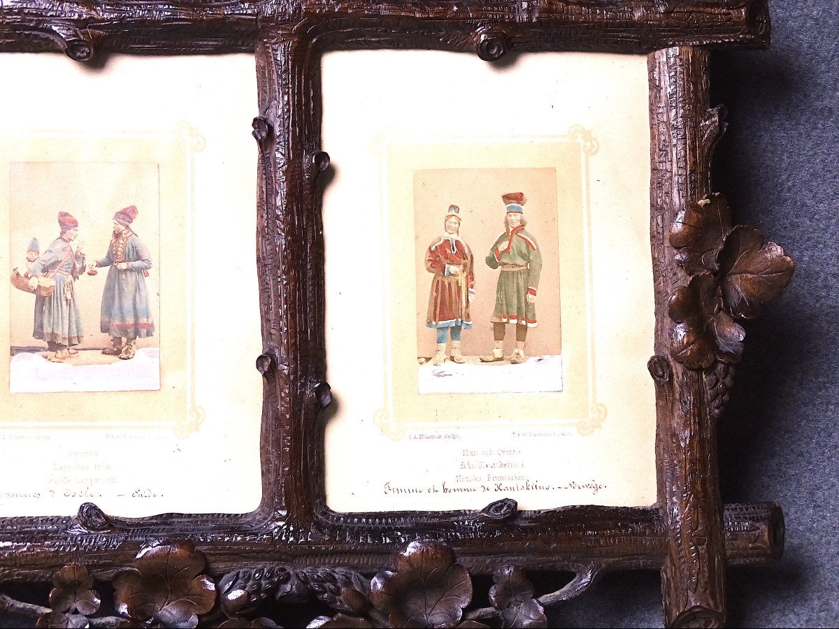 Pair Of Frames With Three Views From Six Scandinavian Pictures Around 1870-photo-3