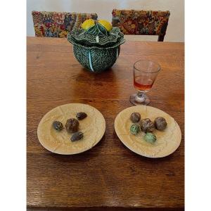 Pair Of Trompe l'Oeil Plates In Fine Earthenware From The 19th Century.