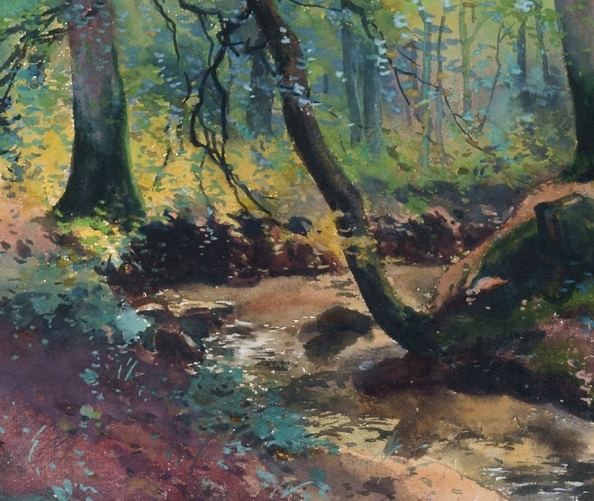 Stanislas Warnie (1879-1958), Paysage Forestier Estival, 1915 / - La Promenade En Forêt --photo-2