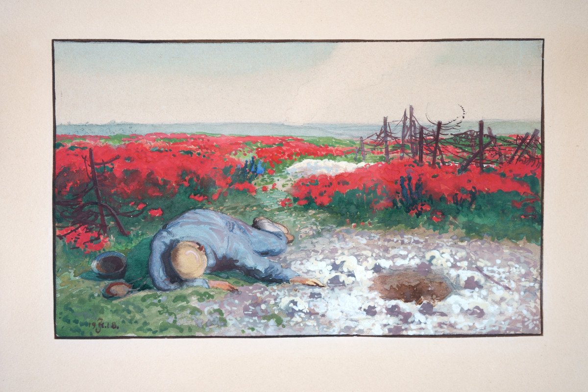 Johannes Hänsch (1875-1945), Paysage De Guerre, 1918 / - Fleurs Qui Saignent --photo-2