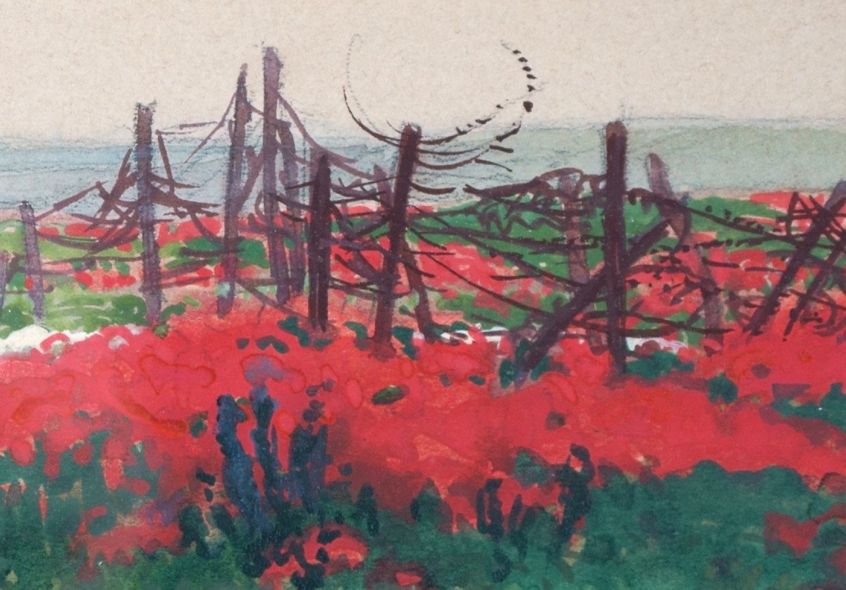 Johannes Hänsch (1875-1945), Paysage De Guerre, 1918 / - Fleurs Qui Saignent --photo-4