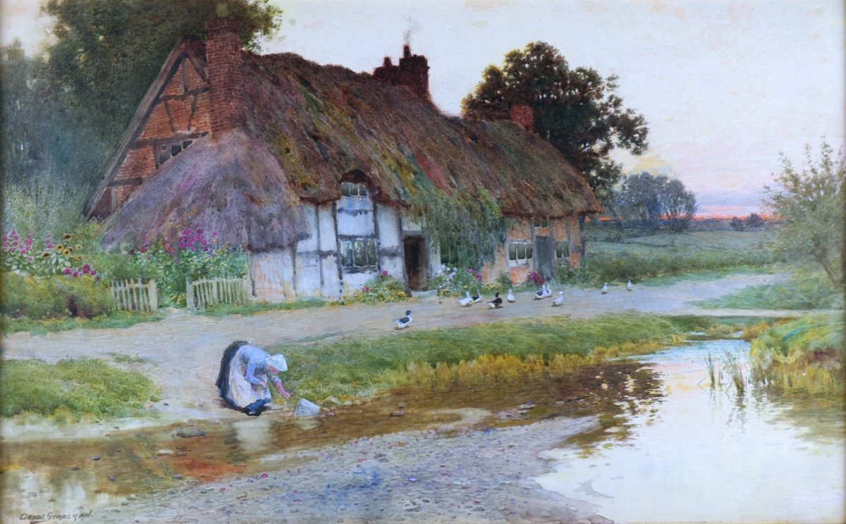 Arthur Claude Strachan (1865-1954), Scène De Campagne /- Quelque Part Au Milieu De Nulle Part -