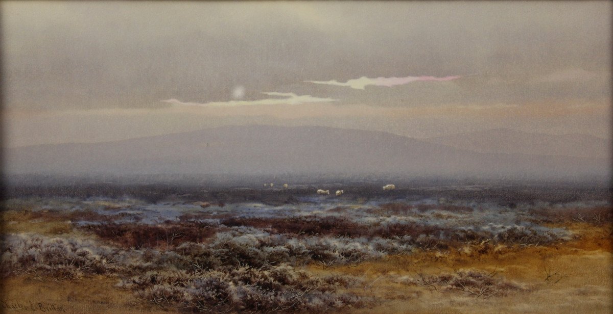 Charles Edward Brittan (1870-1949), Paysage De Tourbière Dans Le Brouillard