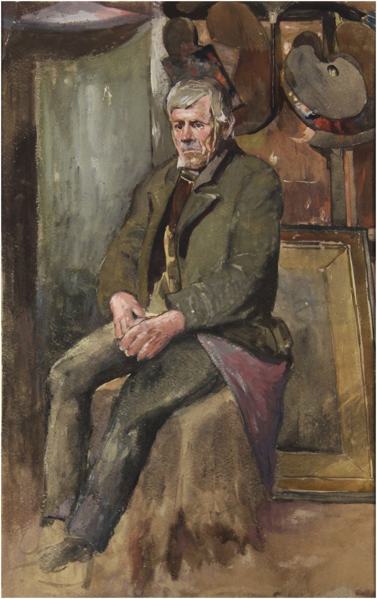 Otto von Faber Du Faur (1828-1901), Homme Assis Dans l'Atelier / - Méditant Sur l'Art --photo-3