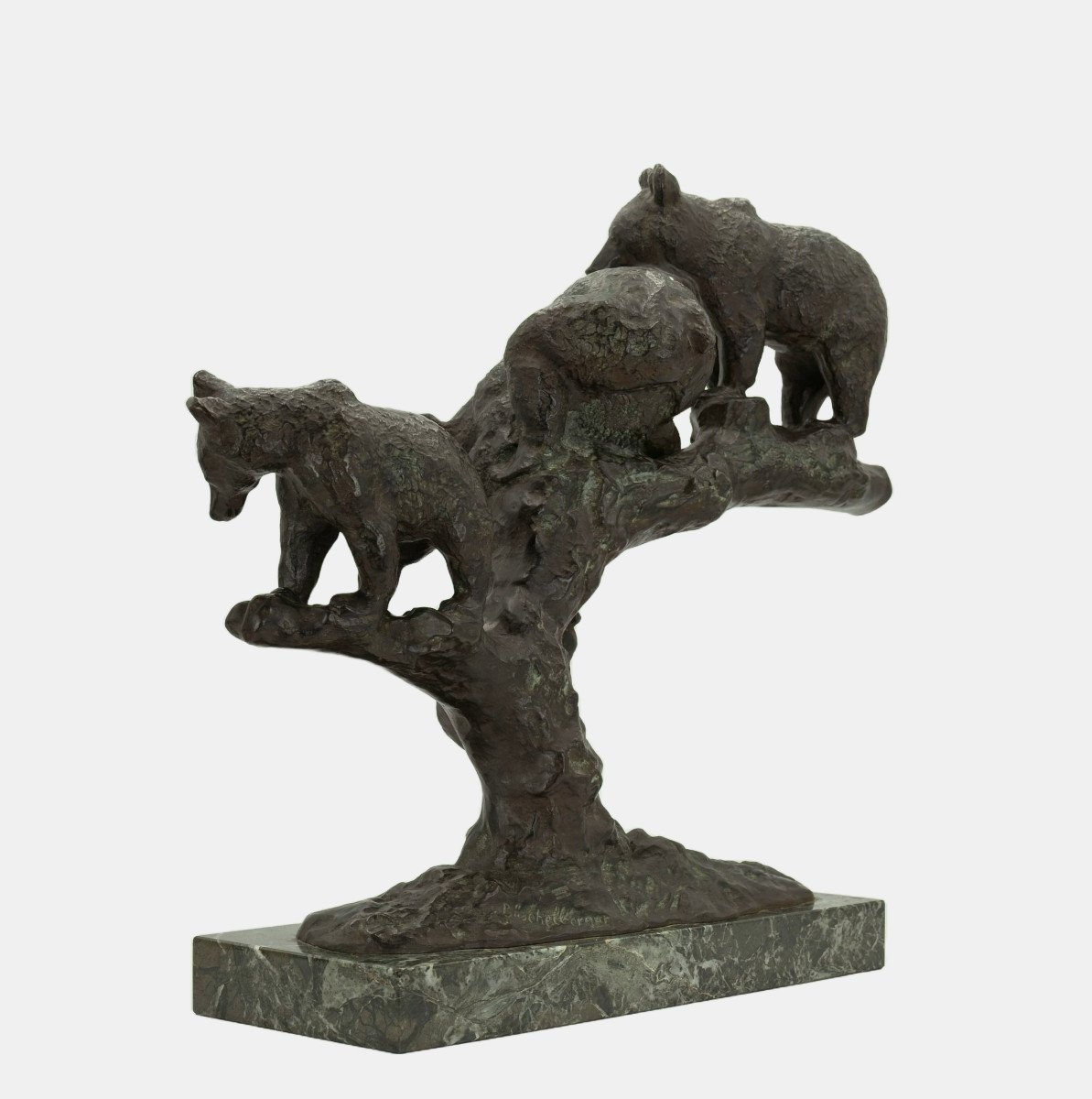 Anton Büschelberger (1869-1934), Groupe d'Ours Sur Un Arbre, Vers 1925 / - La Nature Des Ours --photo-4