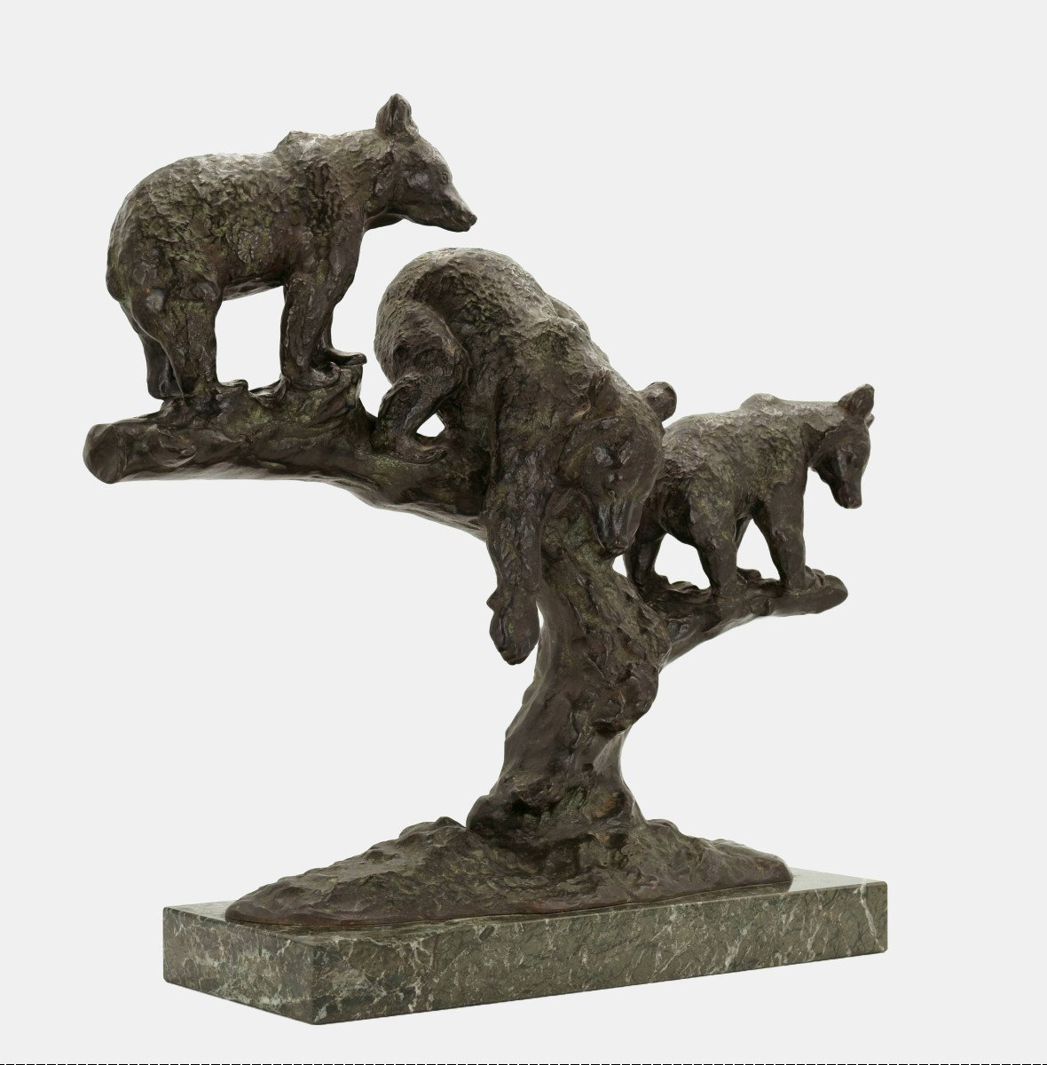 Anton Büschelberger (1869-1934), Groupe d'Ours Sur Un Arbre, Vers 1925 / - La Nature Des Ours --photo-4