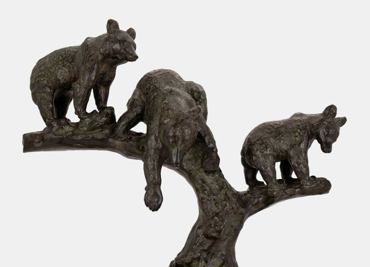 Anton Büschelberger (1869-1934), Groupe d'Ours Sur Un Arbre, Vers 1925 / - La Nature Des Ours --photo-5