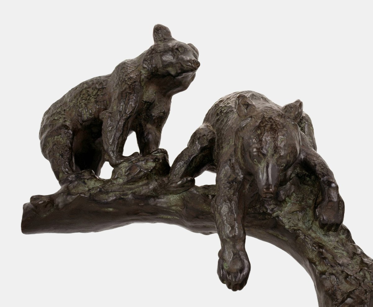 Anton Büschelberger (1869-1934), Groupe d'Ours Sur Un Arbre, Vers 1925 / - La Nature Des Ours --photo-6