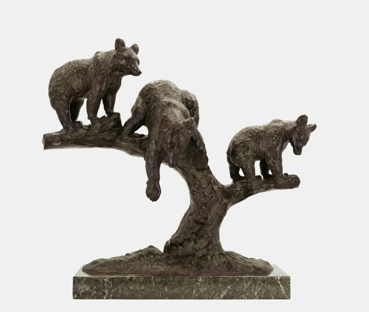 Anton Büschelberger (1869-1934), Groupe d'Ours Sur Un Arbre, Vers 1925 / - La Nature Des Ours -