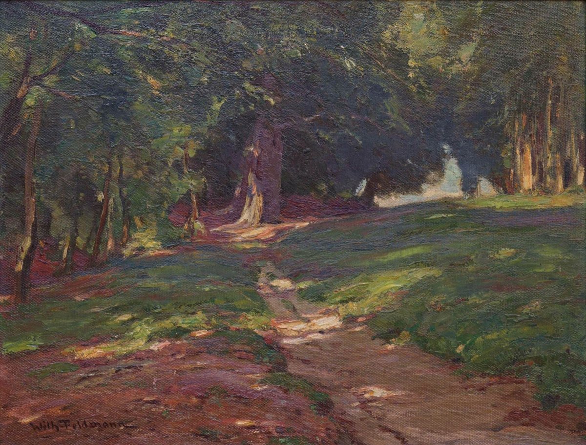 Wilhelm Feldmann (1859-1932), Forest Landscape Bathed In Sunlight, C. 1900