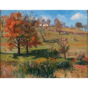 Frederick Vezin (1859-1933), Paysage d'Automne Au Soleil, 1905 / - été Indien -