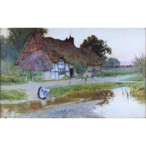 Arthur Claude Strachan (1865-1954), Scène De Campagne /- Quelque Part Au Milieu De Nulle Part -