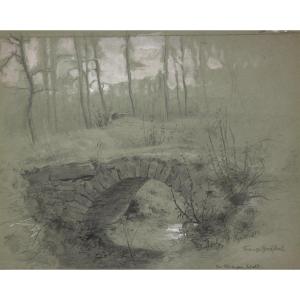 Franz Grässel (1861-1948), Dans La Forêt De Durlach, 1881 / - Un Clapotis Silencieux -