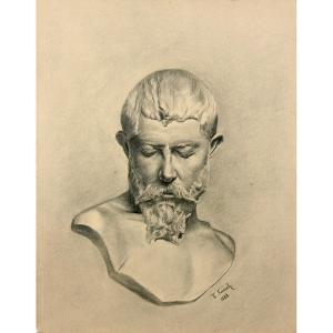 Emil Faesch (1865-1915), Study Head / - Sculpted In Stone -