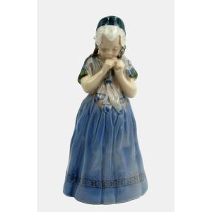 Royal Copenhagen Figurine By Lotte Benter, Young Girl In Traditional Bornholm Costume