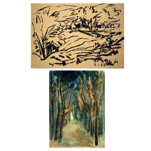 Herbert Seidel (1906-1974 ), Paysage Verso Intérieur De La Forêt, Vers 1950