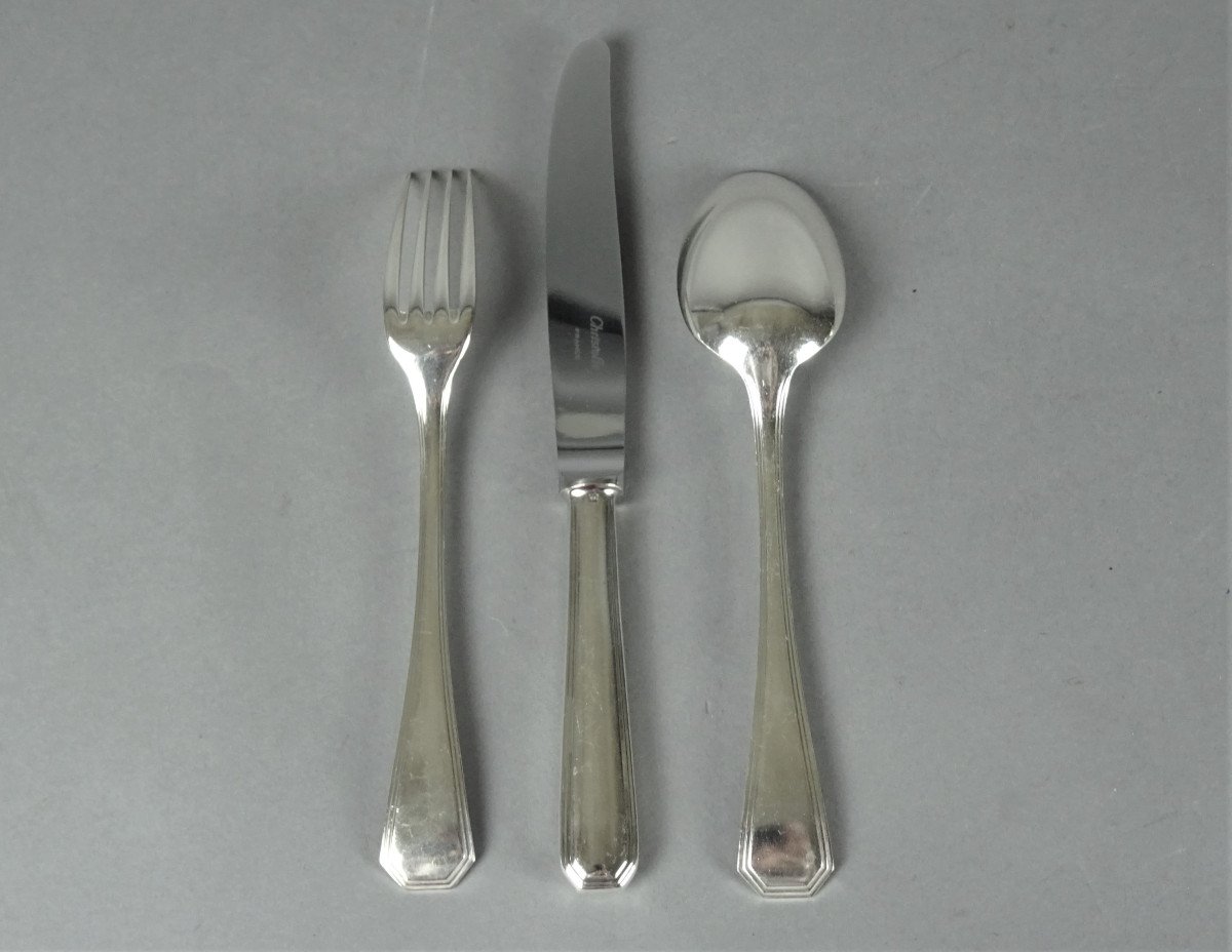 Cutlery Set In Christofle Silver Metal - America Model.-photo-4