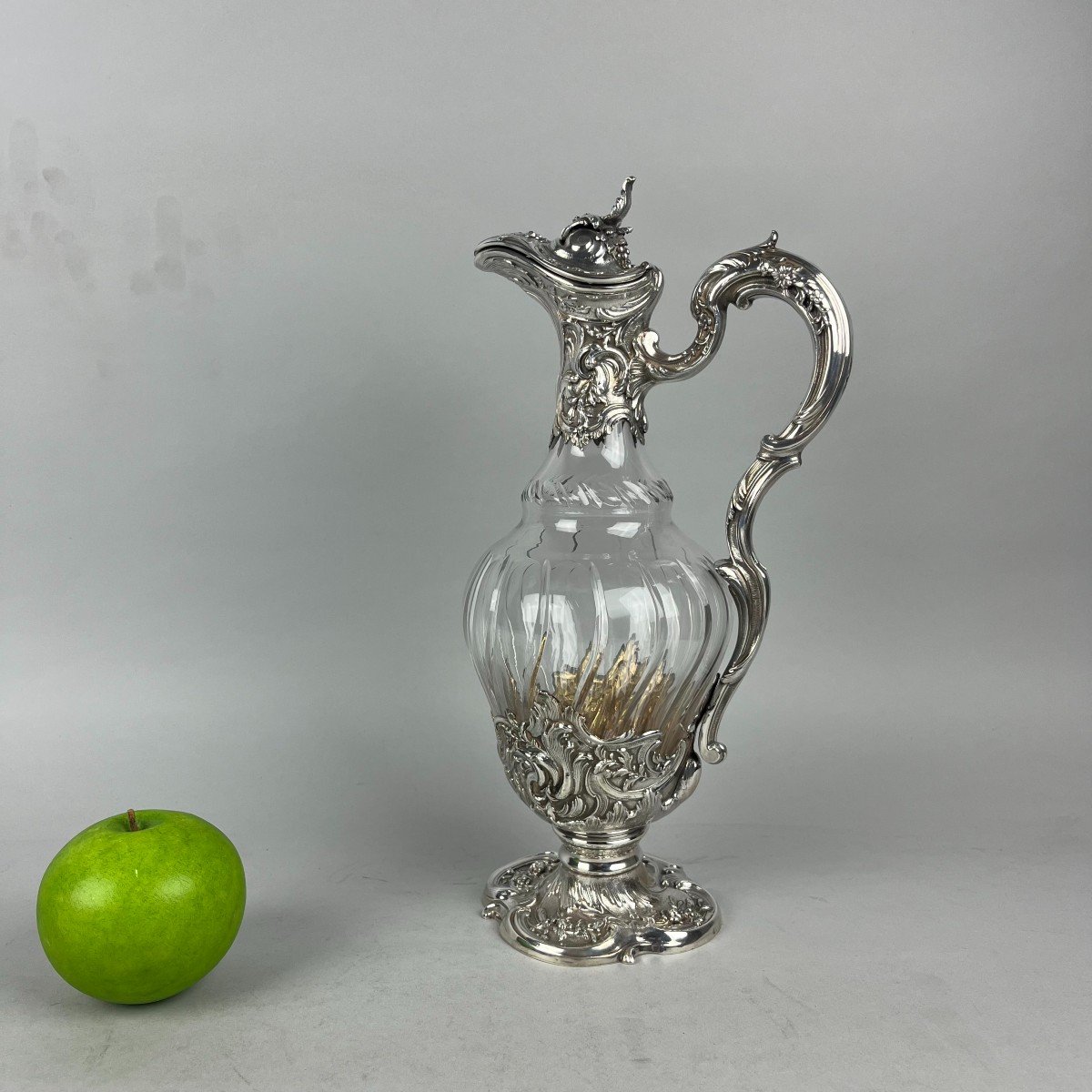 Ewer In Crystal And Sterling Silver, Paris 1897 To 1920.