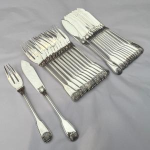 12 Silver Fish Cutlery Shell Model