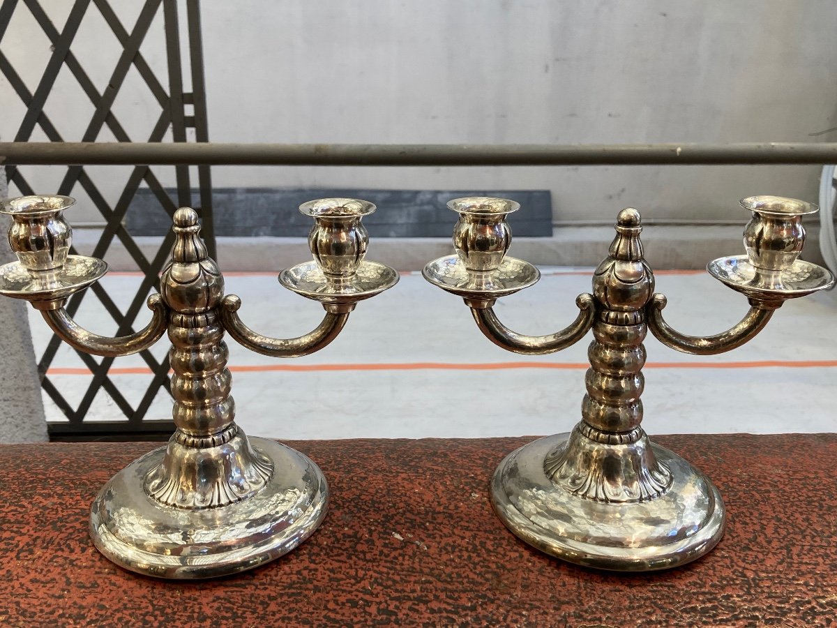 Pair Of Swedish Sterling Silver Table Ends