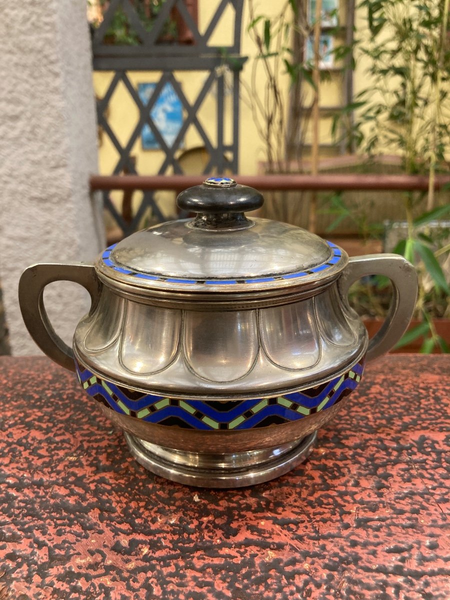 Very Rare Enamelled Tea Service (3 Pieces)-photo-7