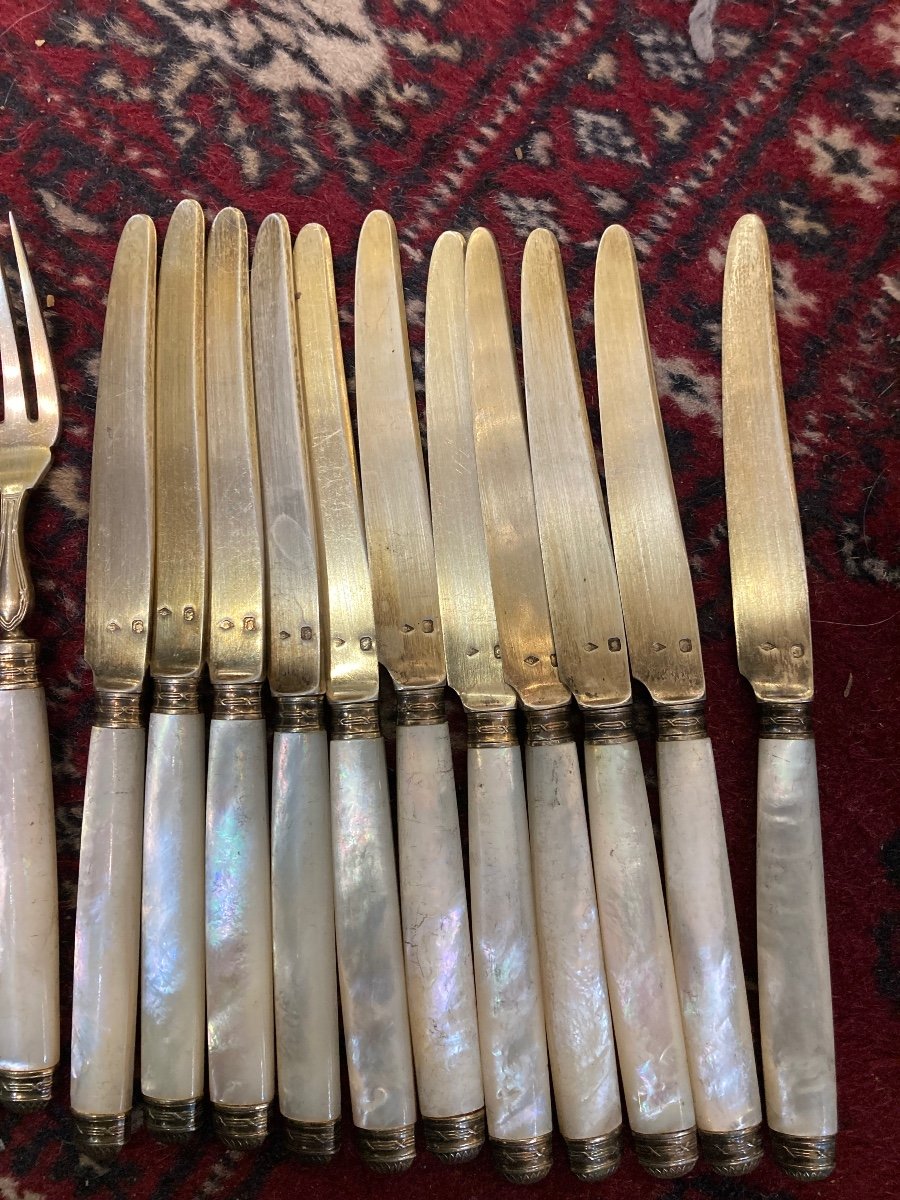 Vermeil Dessert Service With Mother-of-pearl Handle -photo-2