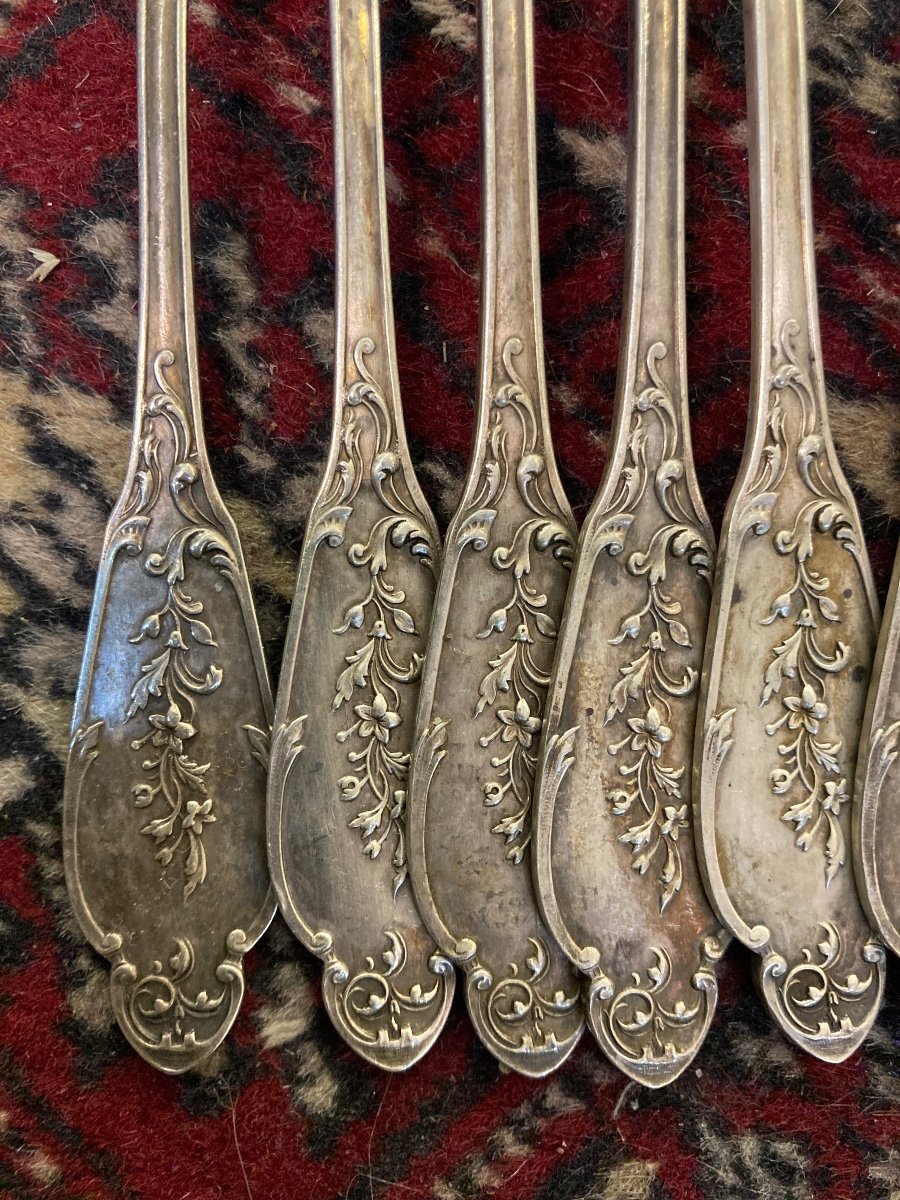 Set Of 10 Sterling Silver Dessert Forks-photo-2