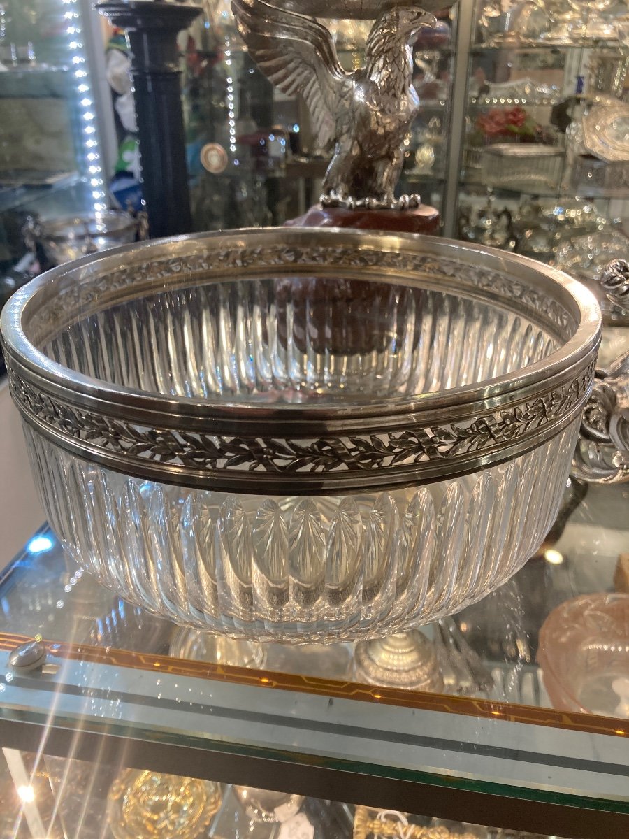 Crystal Salad Bowl With Sterling Silver Rim Minerva 