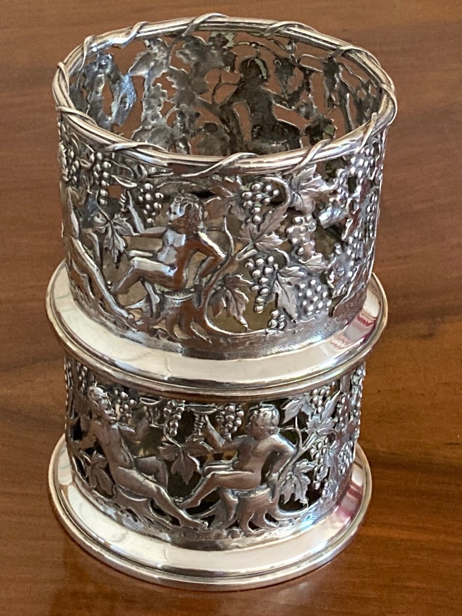 Pair Of Solid Silver Bottle Holders -photo-4