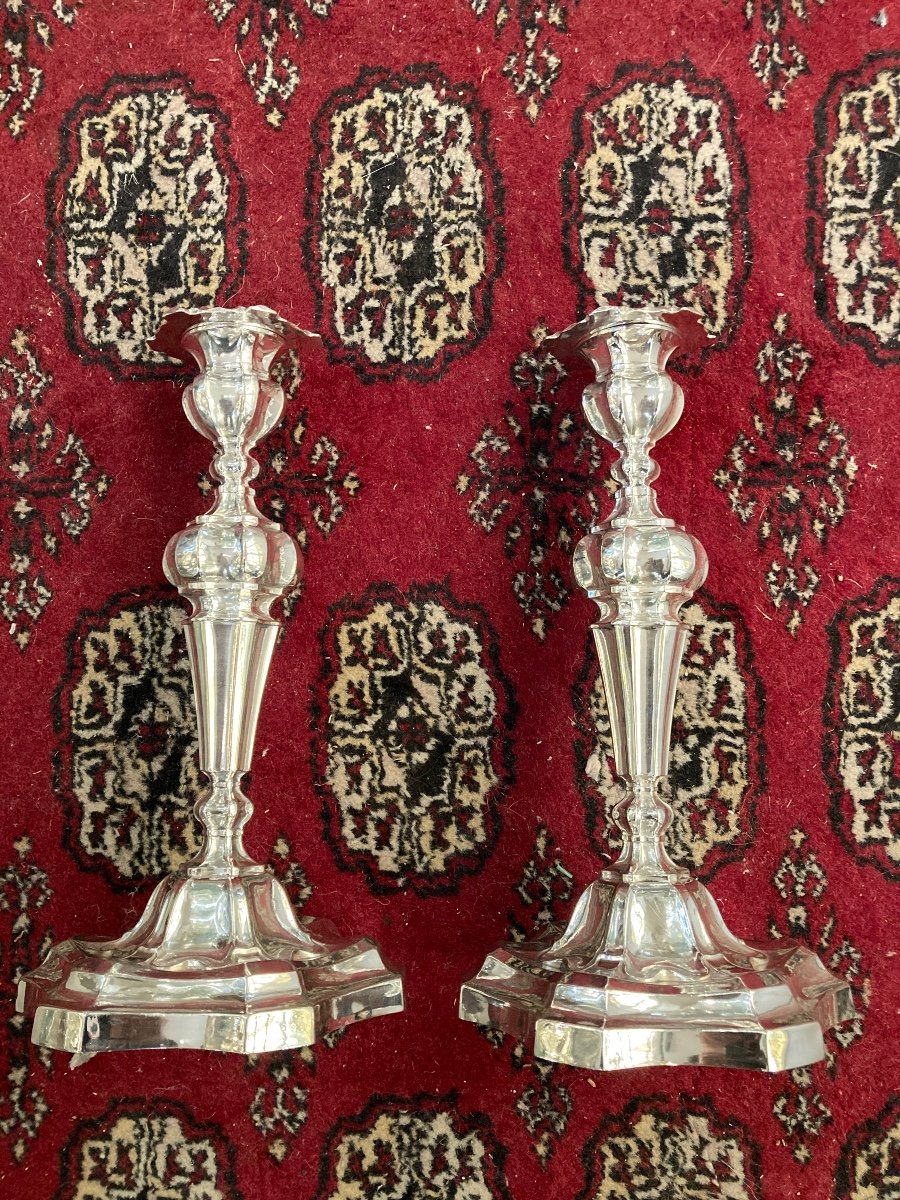 Pair Of Sterling Silver Minerva Candlesticks -photo-7