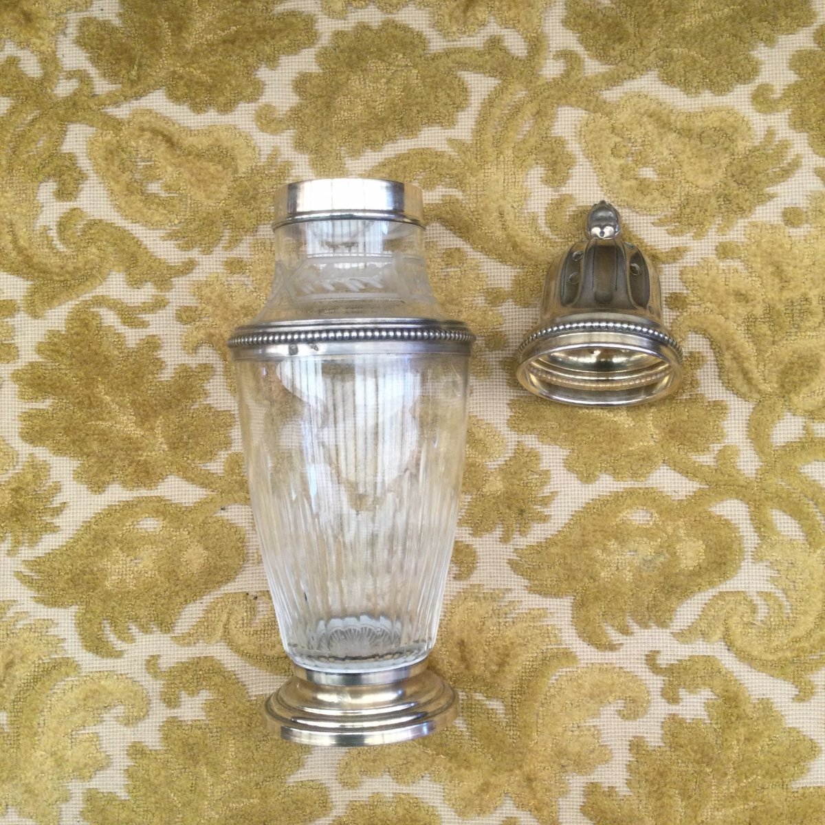 Crystal And Sterling Silver Vermeil Shaker, Perfect Condition-photo-3