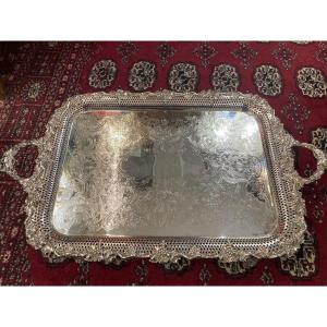 Large Tray On Feet With Grape Bunches Decor 