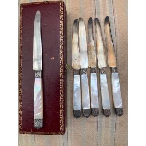 Pearly Dessert Knives And Sterling Silver Minerva 