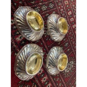 Set Of 4 Christofle Silver-plated Bronze Salt Shakers, 19th Century