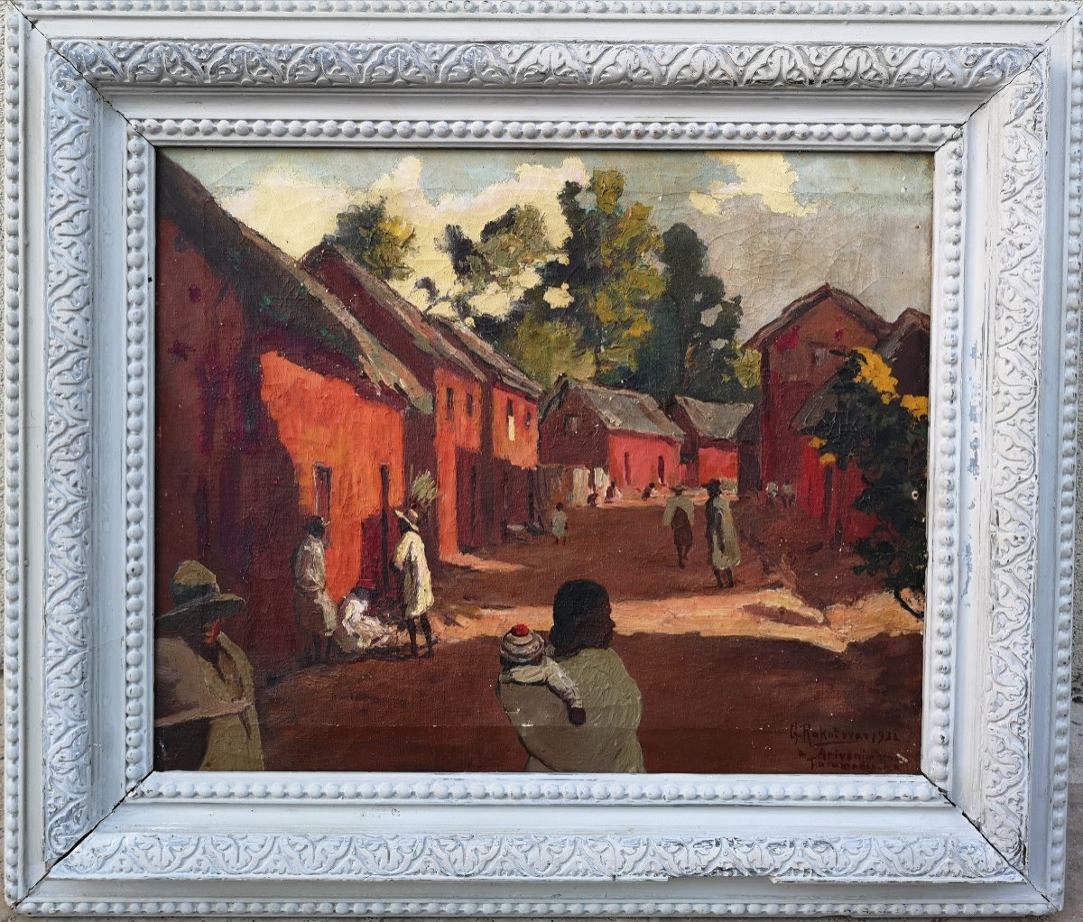 Gaston Rakotovao 1882-1941 Huile Sur Toile 44x52.5cm. 1932  Sbd Et Situe Tananarive Rue Animee 