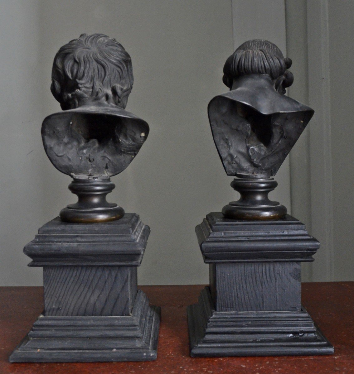 Paire De  Bustes En Bronze Platon Et Sénèque -photo-2