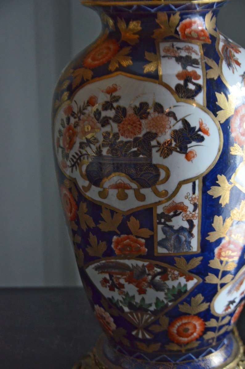 Paire De Lampes En Porcelaine Imari-photo-3