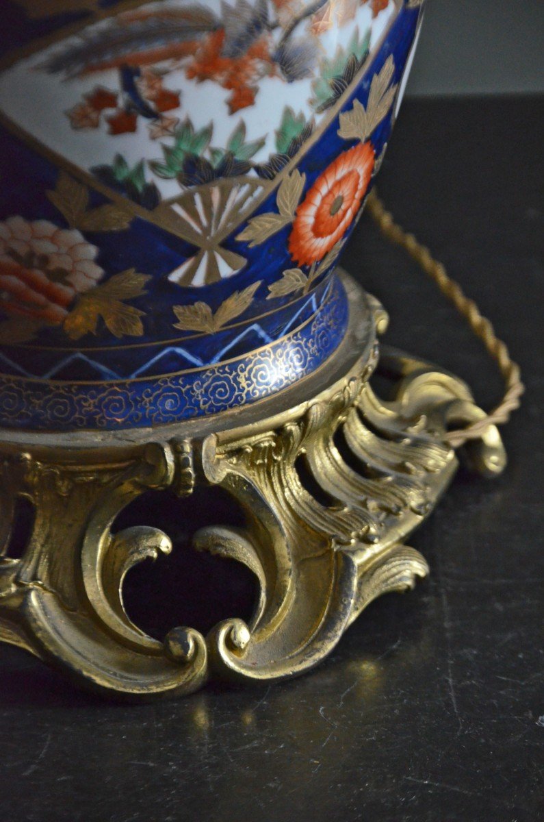 Paire De Lampes En Porcelaine Imari-photo-4