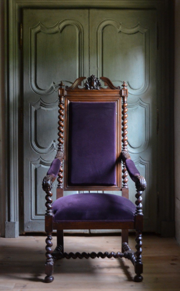 Paire De Grands Fauteuils Louis XIII-photo-2