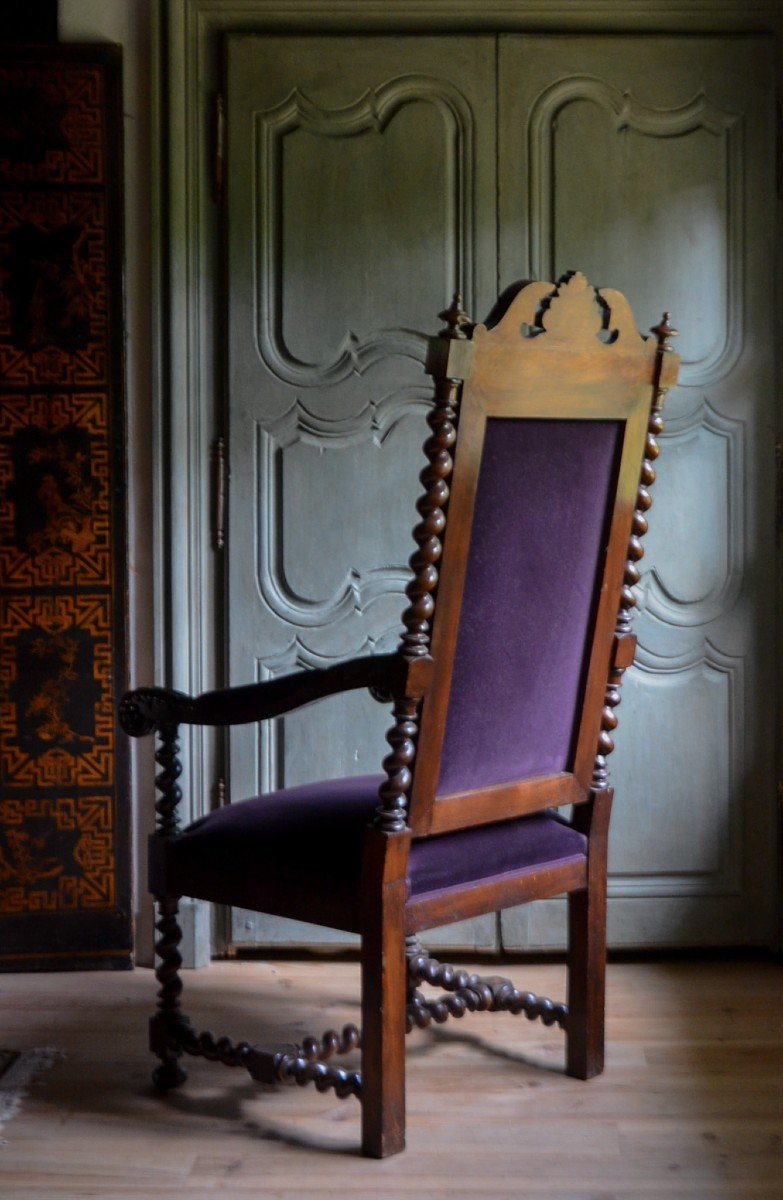 Paire De Grands Fauteuils Louis XIII-photo-4