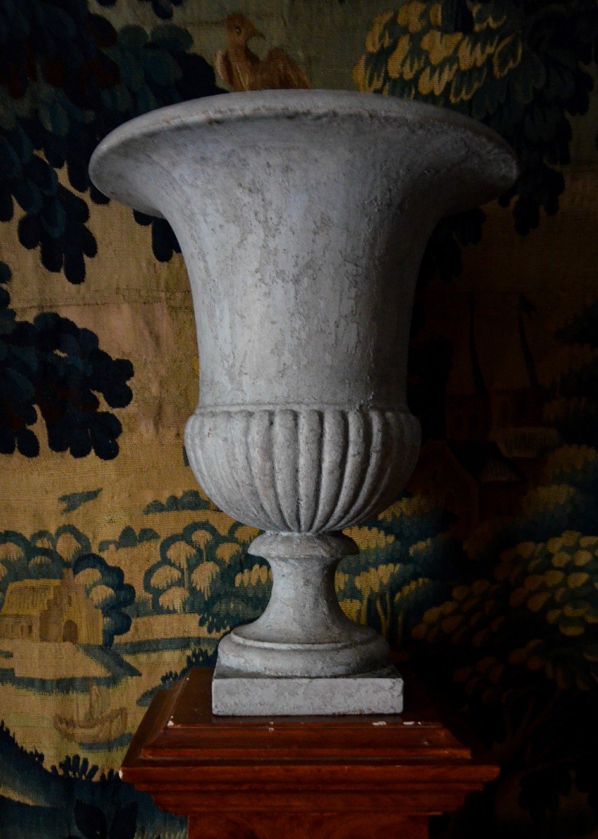 Pair Of Cast Iron Medici Vases -photo-4