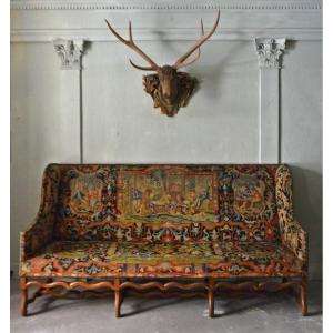 Large Louis XIII Sofa Point De St Cyr 