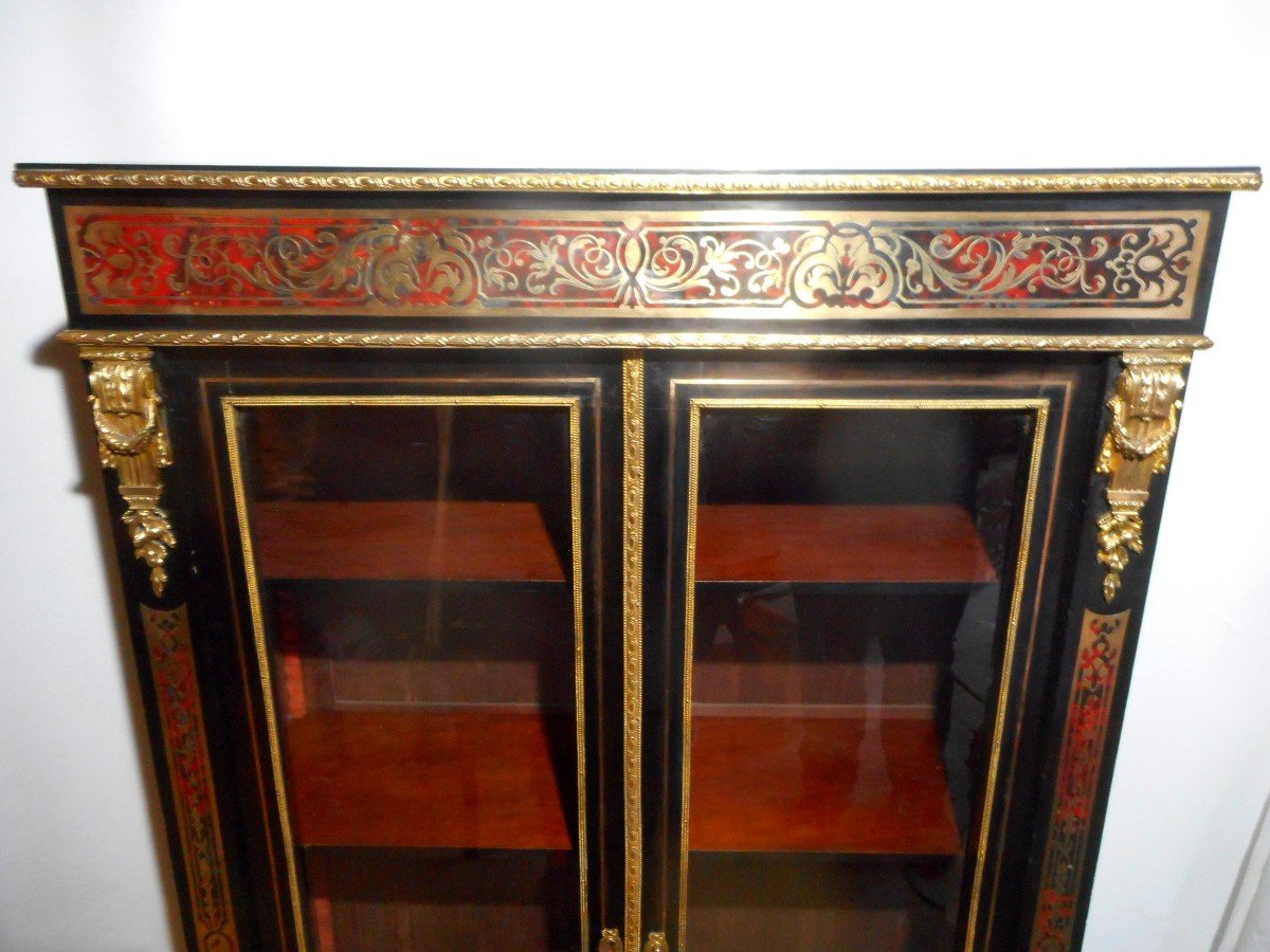 Showcase In Boulle Marquetry Napoleon III Period-photo-2