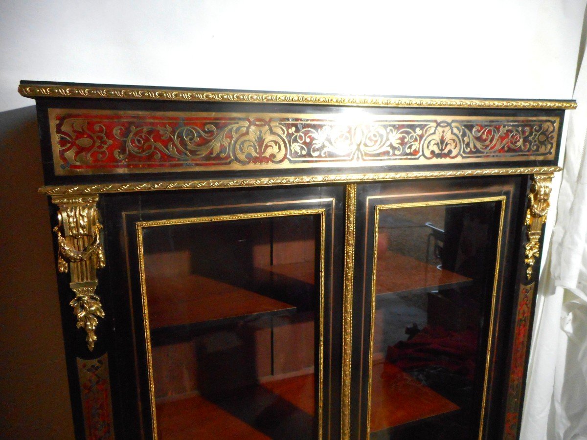 Showcase In Boulle Marquetry Napoleon III Period-photo-2