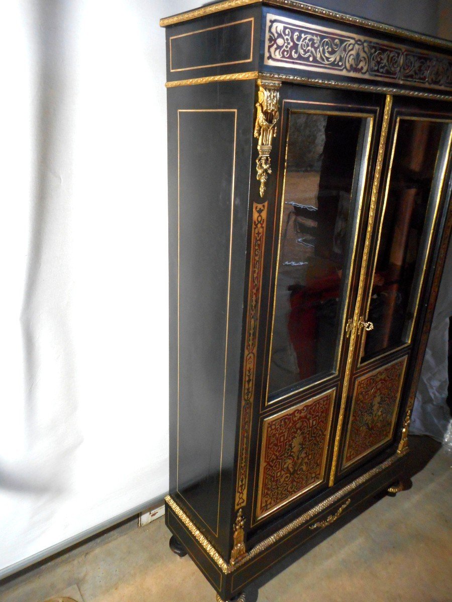 Showcase In Boulle Marquetry Napoleon III Period-photo-8