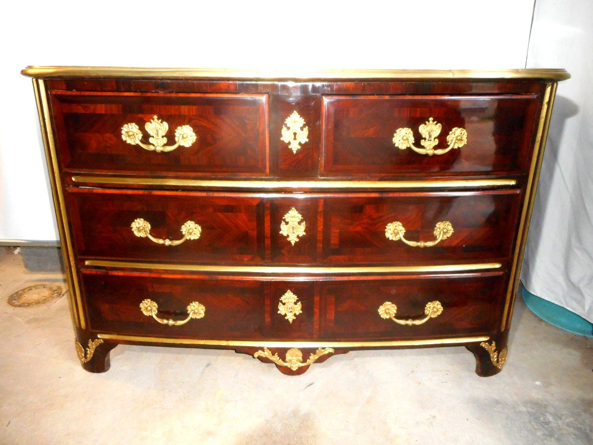 Louis XIV Commode In Marquetry And Gilt Bronze