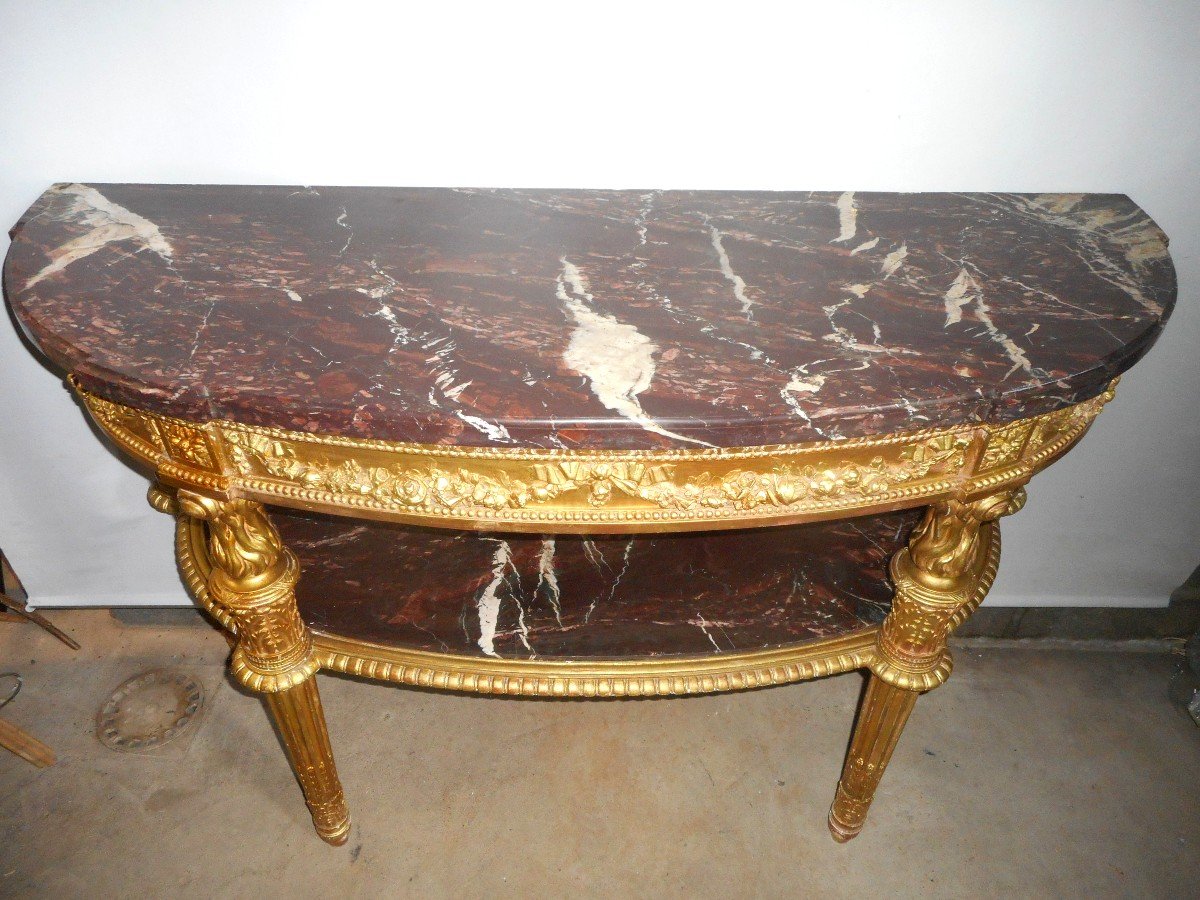 Large Louis XVI Console In Golden Wood Late Eighteenth Century Period-photo-2