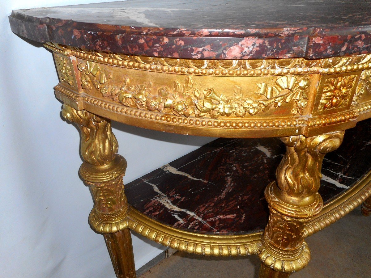 Large Louis XVI Console In Golden Wood Late Eighteenth Century Period-photo-5