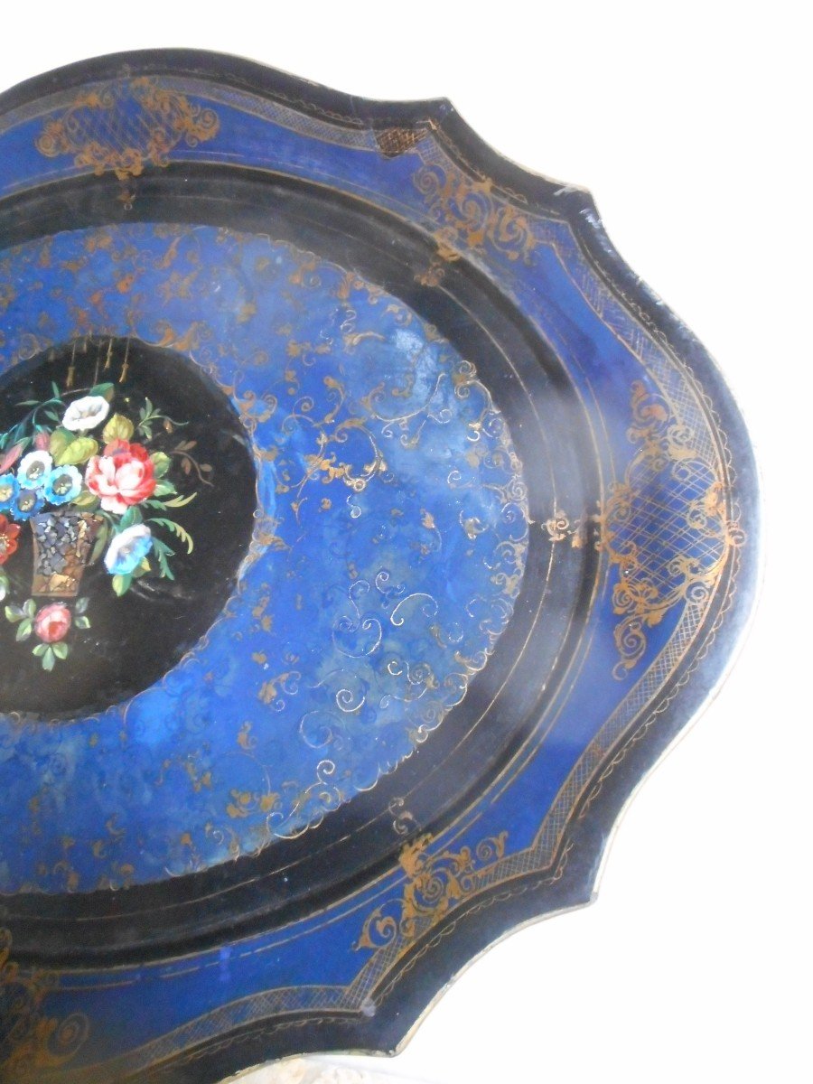 Tray In Lacquered And Gilded Wood Napoleon III Period-photo-1